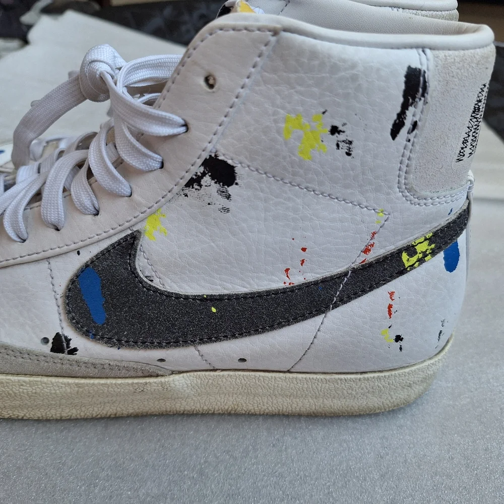 Nike Blazer Mid '77 Paint Splatter White Leather Men's 10.5